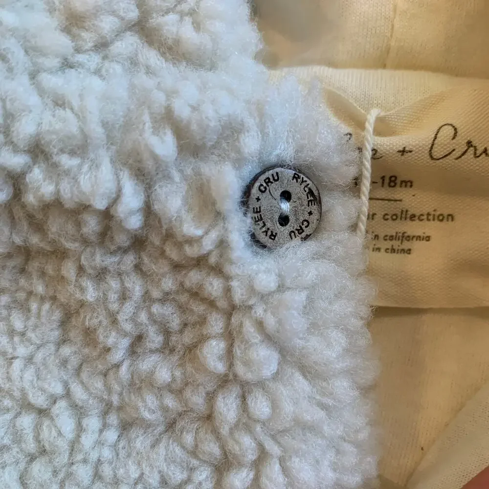 BNWT Rylee + Cru Sherpa Hooded Footy Jumpsuit | Cream | 12-18 months
